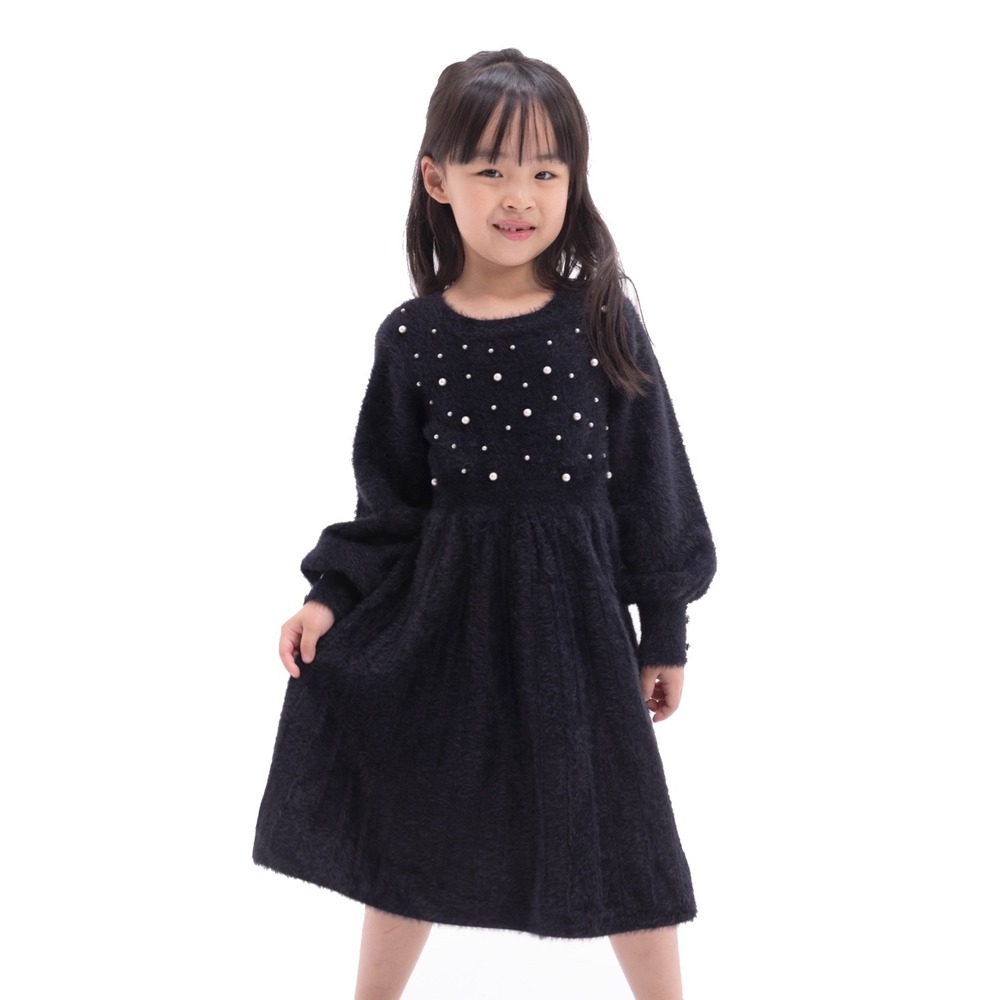 Rare Editions Toddler Long Sleeve‎ Embellished Sweater Dress - BlackSize 2T